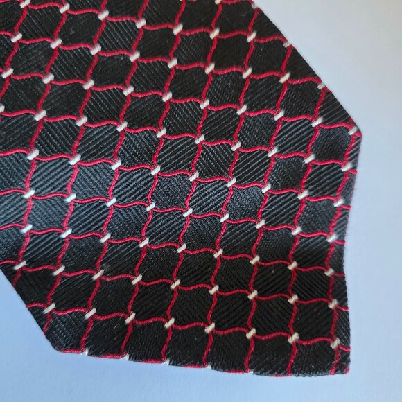 Vintage Brooks Brothers Tie Pure Silk Black Red Woven in England Made in USA NWT - Picture 1 of 8